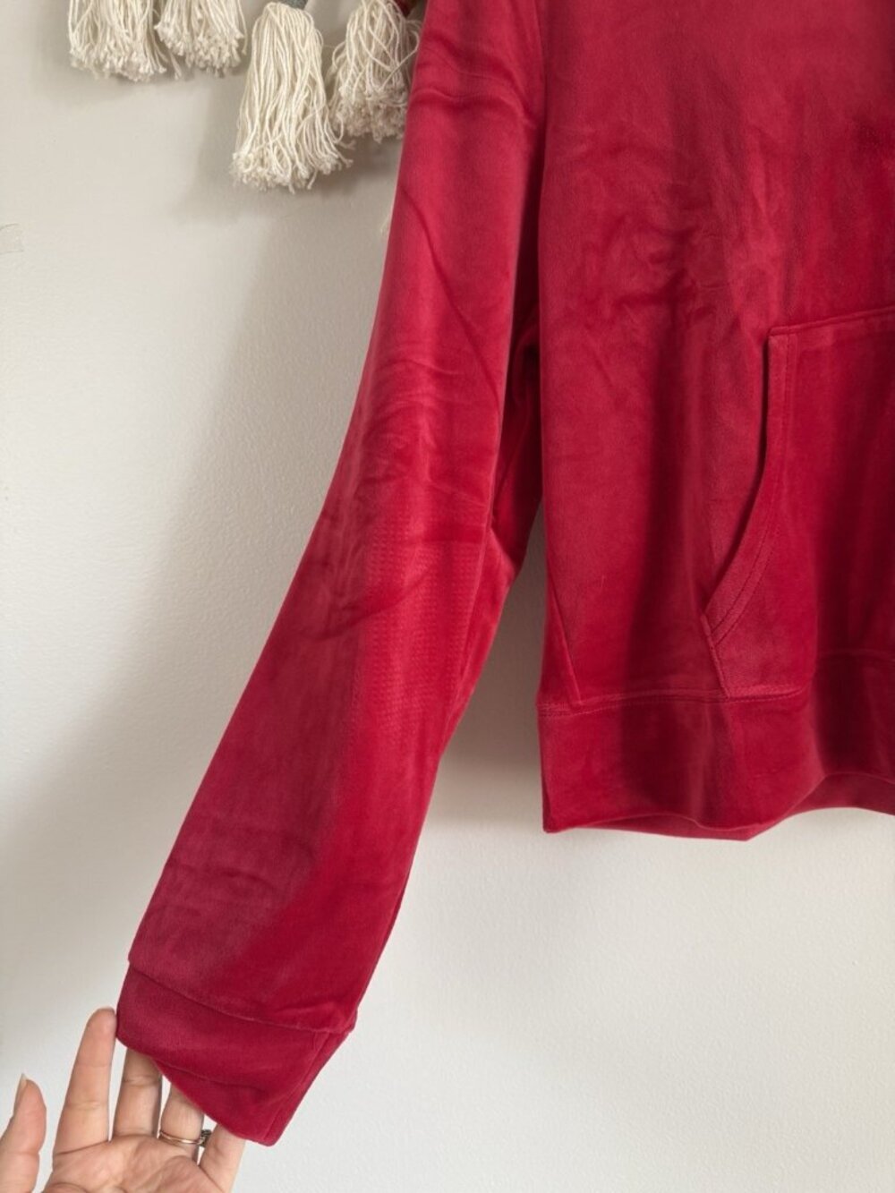 Juicy Couture Velour Hooded Track Jacket RED Full Zip Crown Bling Back NEW XXL - Picture 4 of 10